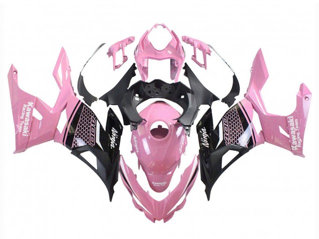Carene Moto Kawasaki Ninja 400 2018-2024 - Rosa Nero Opaco Honeycomb