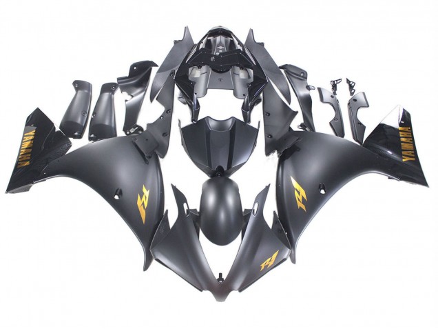 Carene Moto Yamaha YZF 1000 R1 2012-2014 - Nero Opaco Oro Decals