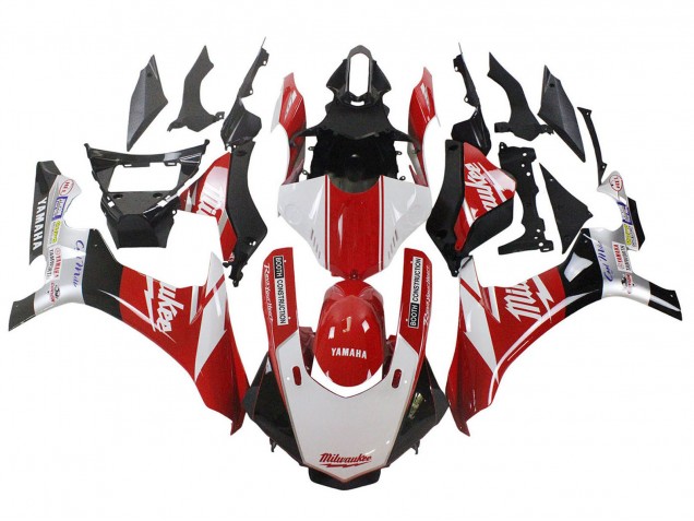 Carene Moto Yamaha YZF 1000 R1 2020-2025 - Bianco Rosso Nero Milwaukee