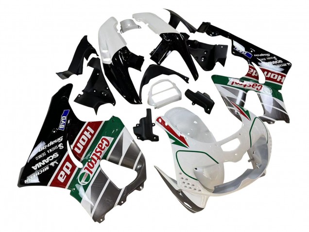 Carene Moto Honda CBR900RR 893 1996-1997 - Bianco Verde Grigio Nero Lucido Castrol