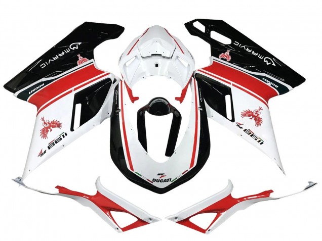 Carene Moto Ducati 1198 2007-2014 - Bianco Rosso Nero Lucido