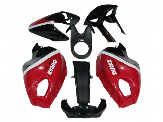 Carene Moto Ducati Monster 696 796 1100 1100S 2008-2012 - Rosso Bianco Nero Lucido