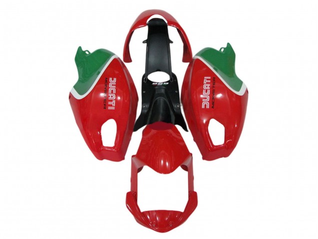 Carene Moto Ducati Monster 696 796 1100 1100S 2008-2012 - Rosso Bianco Verde