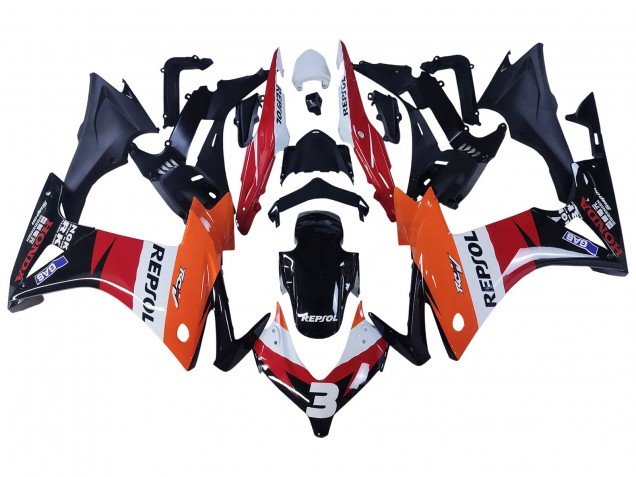Carene Moto Honda CBR500R 2013-2015 - Arancia Bianco Rosso Nero Lucido Repsol 3
