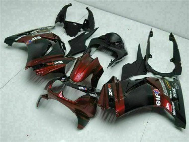 Carene Moto Kawasaki EX250 2008-2012 - Nero Lucido Rosso Bordeaux
