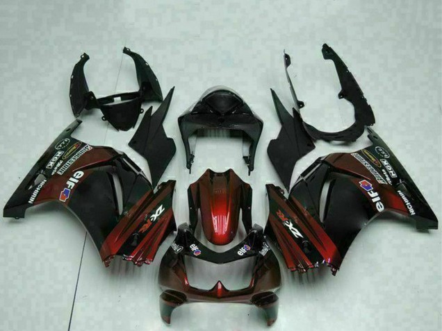 Carene Moto Kawasaki EX250 2008-2012 - Nero Lucido Rosso Bordeaux