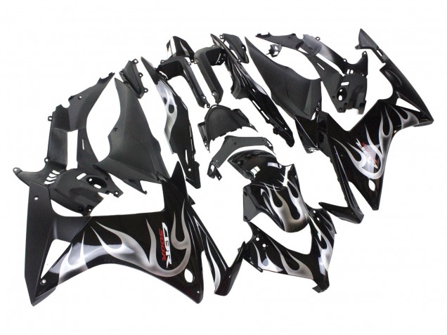 Carene Moto Honda CBR500R 2013-2015 - Nero Lucido Argento Fiamma