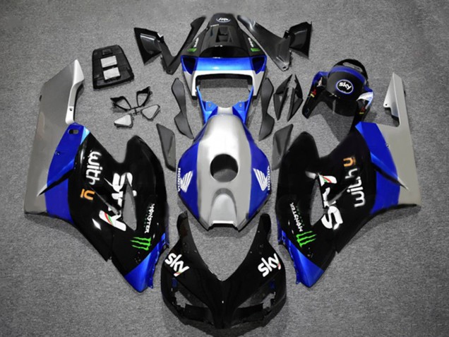 Carene Moto Honda CBR1000RR 2004-2005 - Argento Blu Nero Lucido Verde Mostro Sky