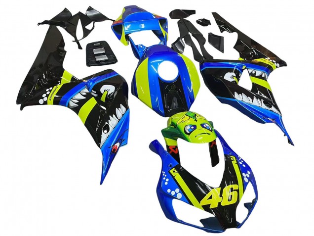 Carene Moto Honda CBR1000RR 2006-2007 - Blu Fluorescent Verde Nero Lucido Squalo 46