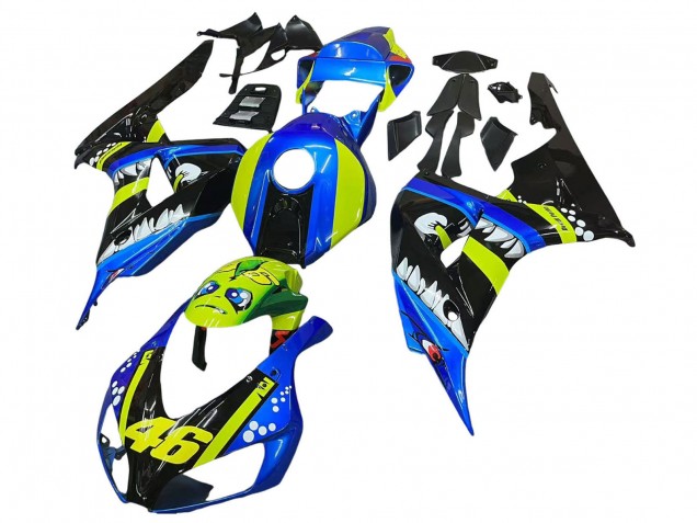 Carene Moto Honda CBR1000RR 2006-2007 - Blu Fluorescent Verde Nero Lucido Squalo 46