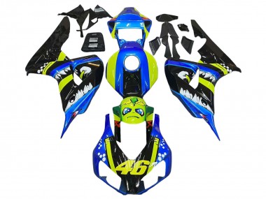 Carene Moto Honda CBR1000RR 2006-2007 - Blu Fluorescent Verde Nero Lucido Squalo 46