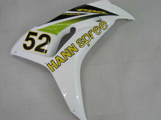 Carene Moto Honda CBR1000RR 2006-2007 - Bianco Verde Nero Lucido Hannspree 52