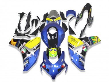 Carene Moto Honda CBR1000RR 2008-2011 - Blu Giallo Nero Lucido Squalo