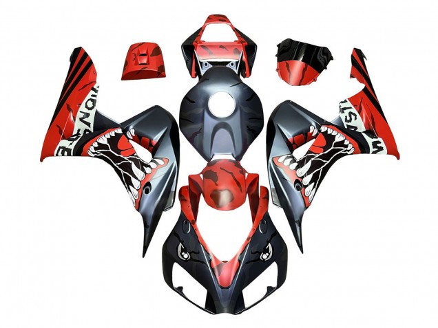 Carene Moto Honda CBR1000RR 2006-2007 - Rosso Nero Opaco Mostro Squalo