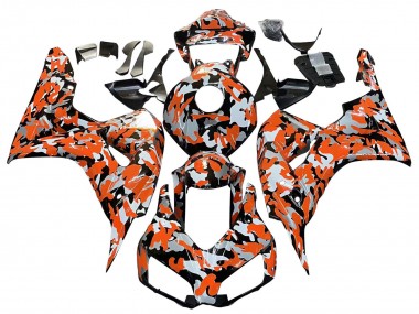 Carene Moto Honda CBR1000RR 2006-2007 - Nero Arancia Argento Camouflage