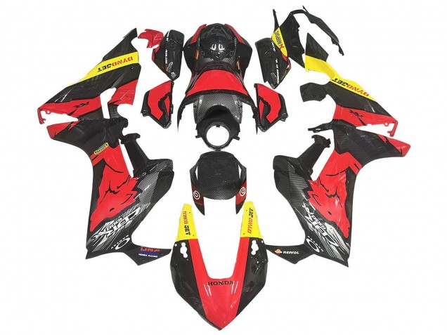 Carene Moto Honda CBR1000RR 2017-2023 - Rosso Giallo Nero Fibra di Carbonio