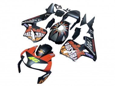 Carene Moto Honda CBR600RR 2003-2004 - Nero Opaco Arancia Repsol Rossi 46