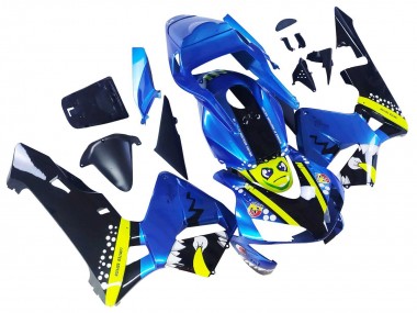 Carene Moto Honda CBR600RR 2003-2004 - Blu Neon Giallo Nero Lucido Squalo