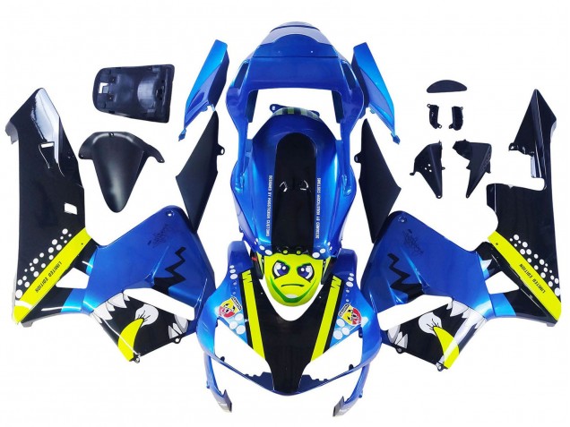 Carene Moto Honda CBR600RR 2003-2004 - Blu Neon Giallo Nero Lucido Squalo