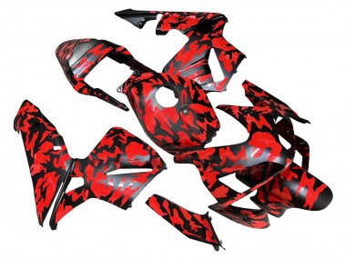 Carene Moto Honda CBR600RR 2003-2004 - Nero Rosso Grigio Camouflage