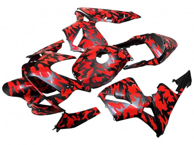 Carene Moto Honda CBR600RR 2003-2004 - Nero Rosso Grigio Camouflage