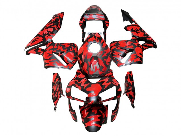 Carene Moto Honda CBR600RR 2003-2004 - Nero Rosso Grigio Camouflage