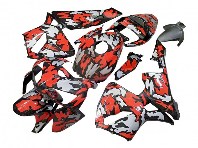 Carene Moto Honda CBR600RR 2005-2006 - Nero Rosso Grigio Camouflage