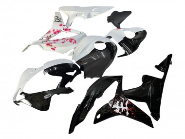 Carene Moto Honda CBR600RR 2007-2008 - Bianco Fiore di Ciliegio Nero Lucido Diviso