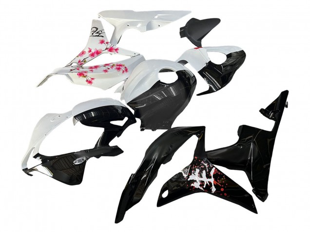 Carene Moto Honda CBR600RR 2007-2008 - Bianco Fiore di Ciliegio Nero Lucido Diviso