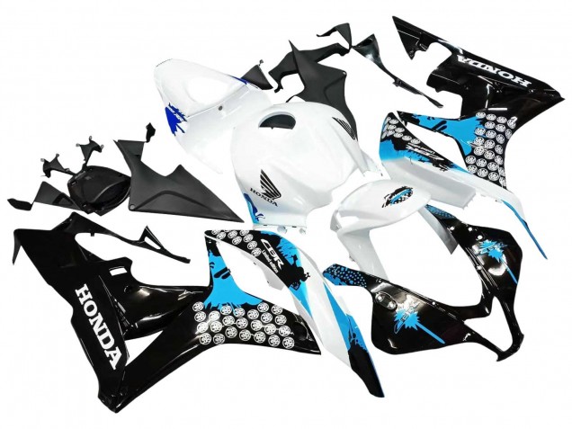 Carene Moto Honda CBR600RR 2007-2008 - Bianco Azzurro Chiaro Nero Lucido