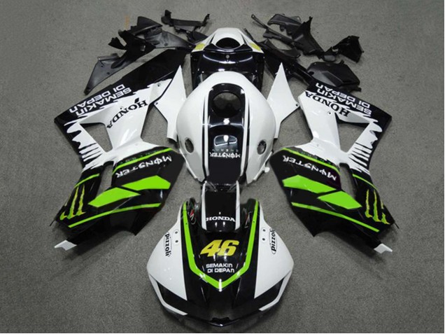 Carene Moto Honda CBR600RR 2009-2012 - Bianco Verde Nero Lucido Semakin Didepan Mostro 46