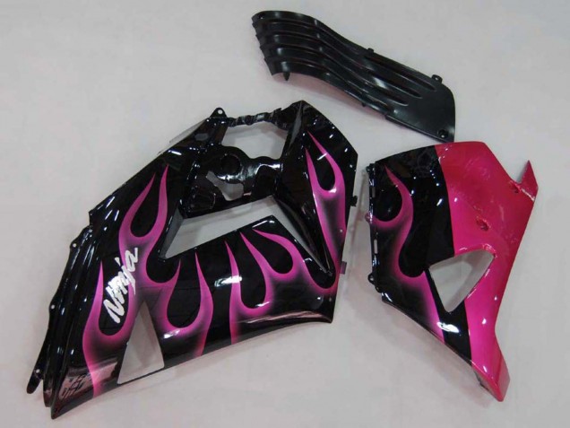 Carene Moto Kawasaki ZX14R ZZR1400 2006-2011 - Nero Lucido Rosso Rosa Fiamma