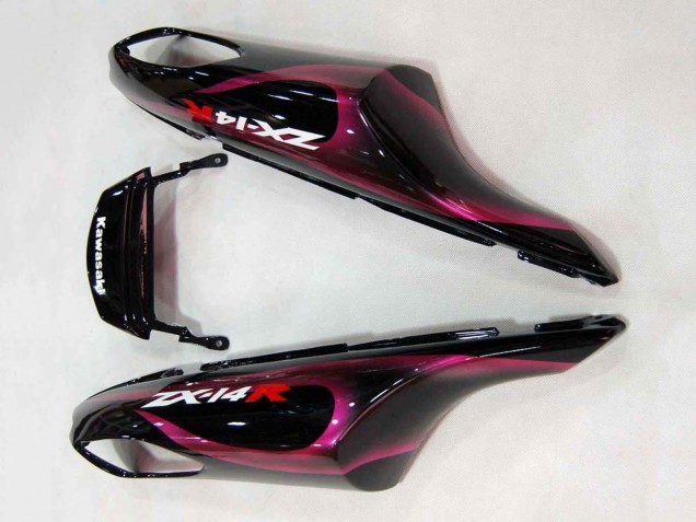 Carene Moto Kawasaki ZX14R ZZR1400 2006-2011 - Nero Lucido Rosso Rosa Fiamma