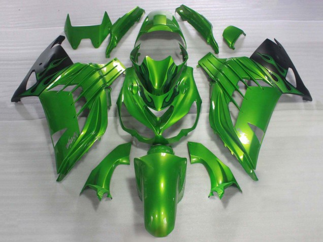 Kit Carene Moto ABS Kawasaki ZX14R ZZR1400 2006-2011 - Verde Nero Lucido