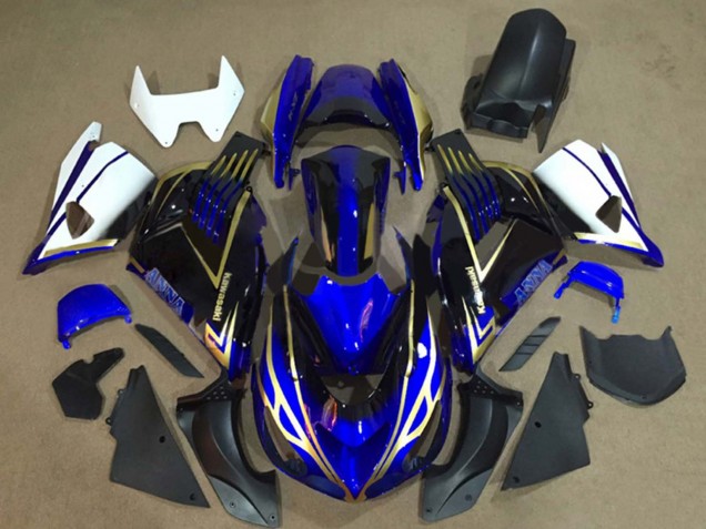 Carene Moto Kawasaki ZX14R ZZR1400 2006-2011 - Bianco Blu Oro