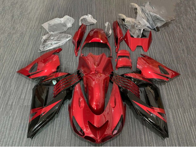 Carena Moto Kawasaki ZX14R ZZR1400 2006-2011 - Rosso Nero Lucido