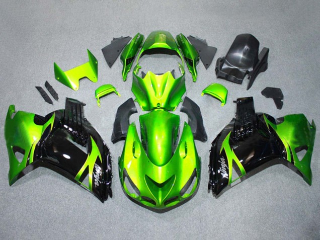 Kit Carene Moto Completo Kawasaki ZX14R ZZR1400 2006-2011 - Verde Nero Lucido