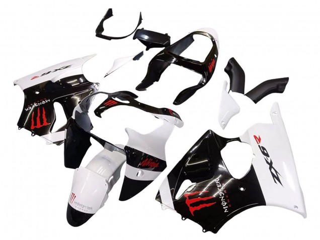Carene Moto Kawasaki ZX6R 2000-2002 - Bianco Nero Rosso Mostro