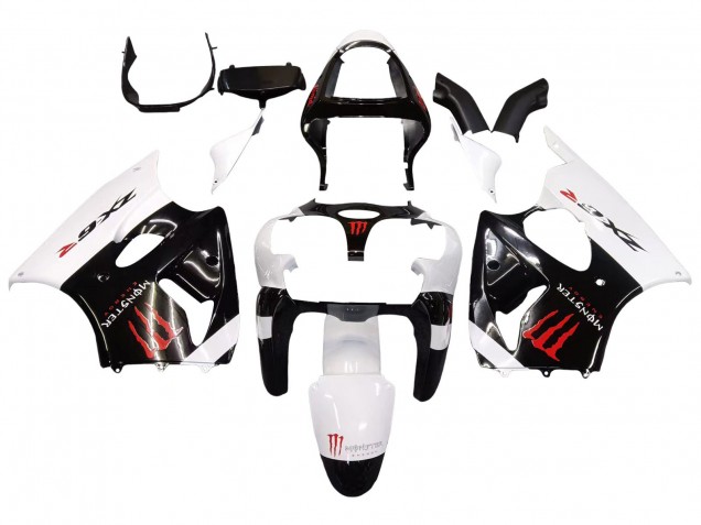 Carene Moto Kawasaki ZX6R 2000-2002 - Bianco Nero Rosso Mostro