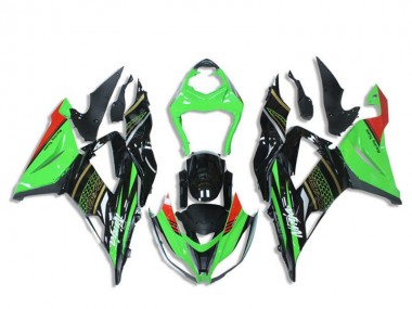 Carene Moto Kawasaki ZX6R 2013-2018 - Verde Nero Lucido Rosso Honeycomb