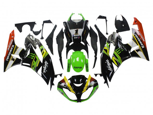 Carene Moto Kawasaki ZX6R 2009-2012 - Verde Nero Lucido Giallo Bianco Rosso Elf Mostro