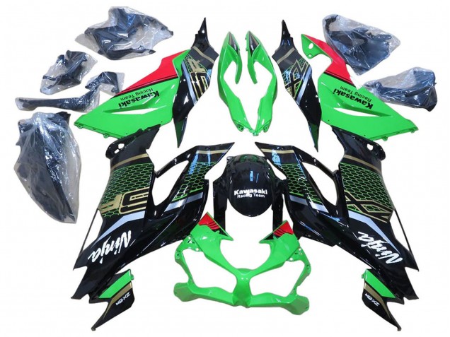 Carene Moto Kawasaki ZX6R 2009-2012 - Rosso Nero Lucido Honeycomb