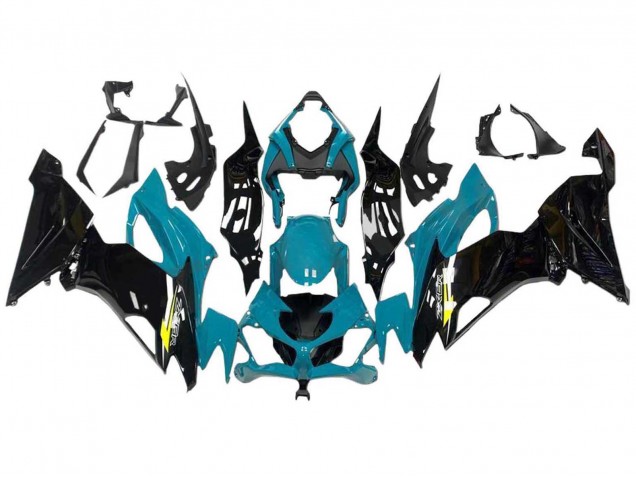 Carene Moto Kawasaki ZX6R 2009-2012 - Azzurro Chiaro Nero Lucido Giallo