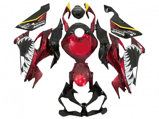 Carene Moto Kawasaki ZX6R 2013-2018 - Rosso Giallo Nero Bianco Squalo