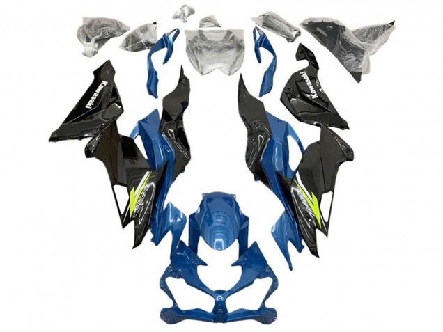 Carene Moto Kawasaki ZX6R 2019-2022 - Blu Giallo Bianco Nero Lucido