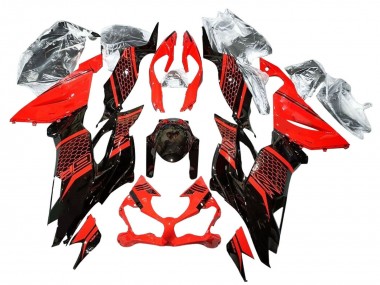 Carene Moto Kawasaki ZX6R 2019-2022 - Rosso Nero Lucido Honeycomb