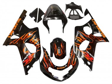 Carene Moto Suzuki GSXR1000 2000-2002 - Nero Lucido Arancia Fiamma