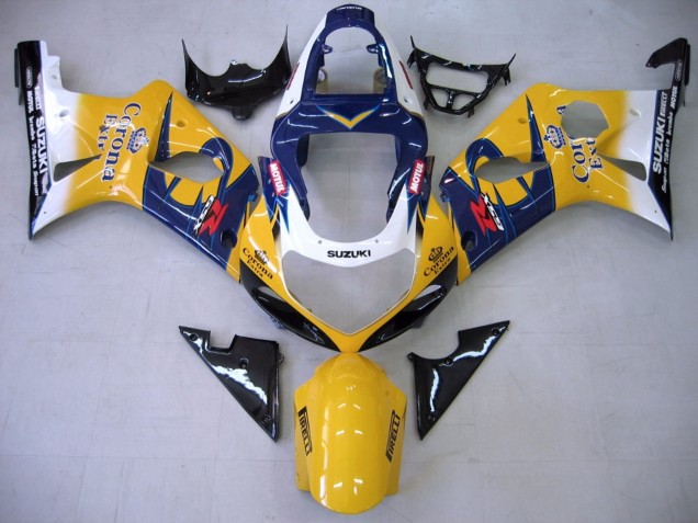 Carene Moto Suzuki GSXR1000 2000-2002 - Giallo Blu Scuro Bianco Motul Corona