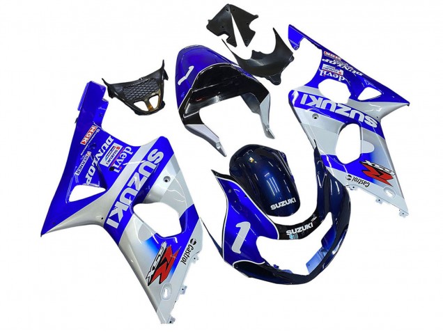 Carene Moto Suzuki GSXR1000 2000-2002 - Blu Bianco Argento Castrol Dunlop