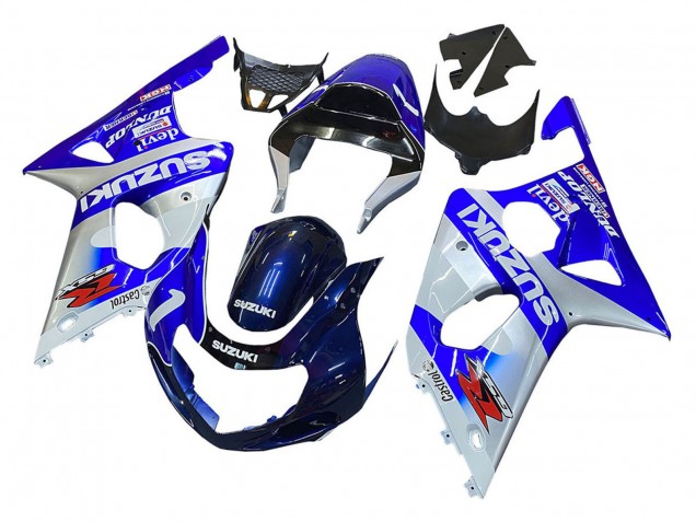 Carene Moto Suzuki GSXR1000 2000-2002 - Blu Bianco Argento Castrol Dunlop